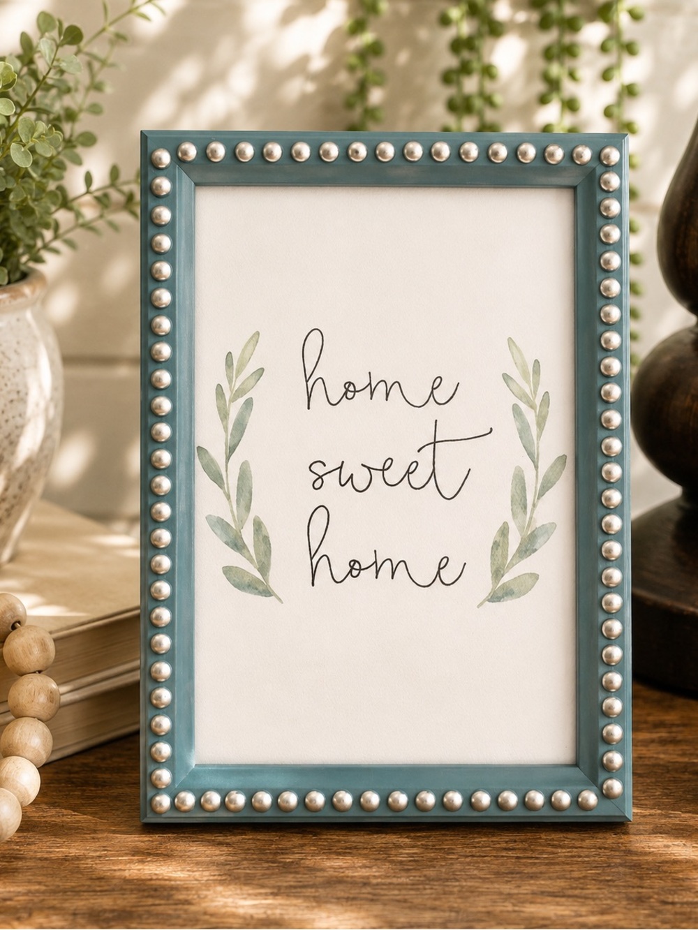 New “Home Sweet Home” Canvas Print in Embellished Blue/Green Frame